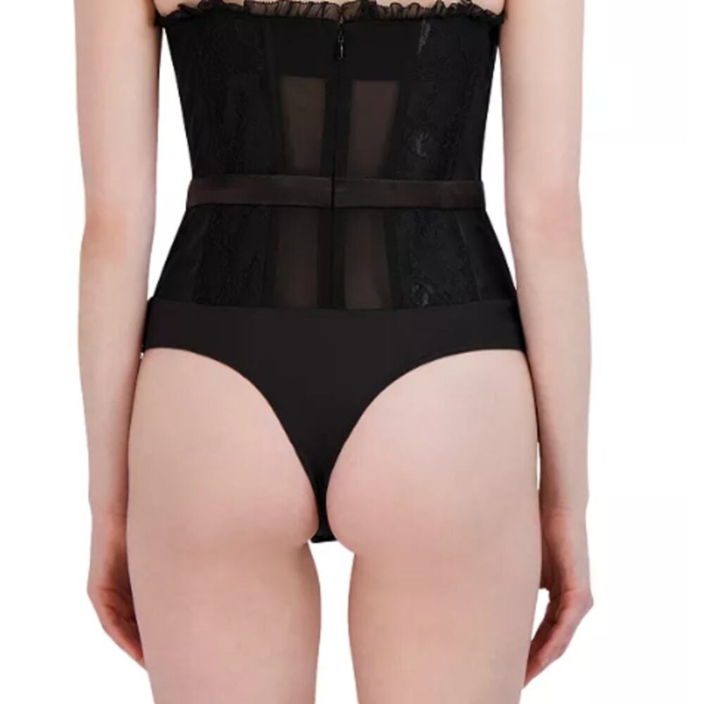 Black Strapless Lace-Trim Bodysuit - Picture 7 of 7